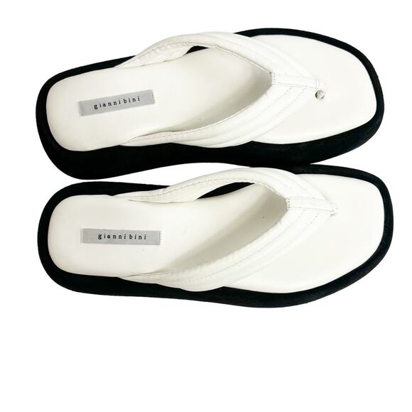 GIANNI BINNI WESLEY WHITE BLACK WOMEN SANDALS SIZE 8M LEATHER PLATFORM - Picture 7 of 10